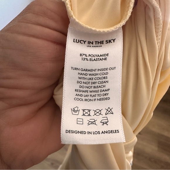 NEW Lucy in the Sky Elegant Yellow Cream Strapless Prom Spring Formal Soft Dress - Picture 6 of 6